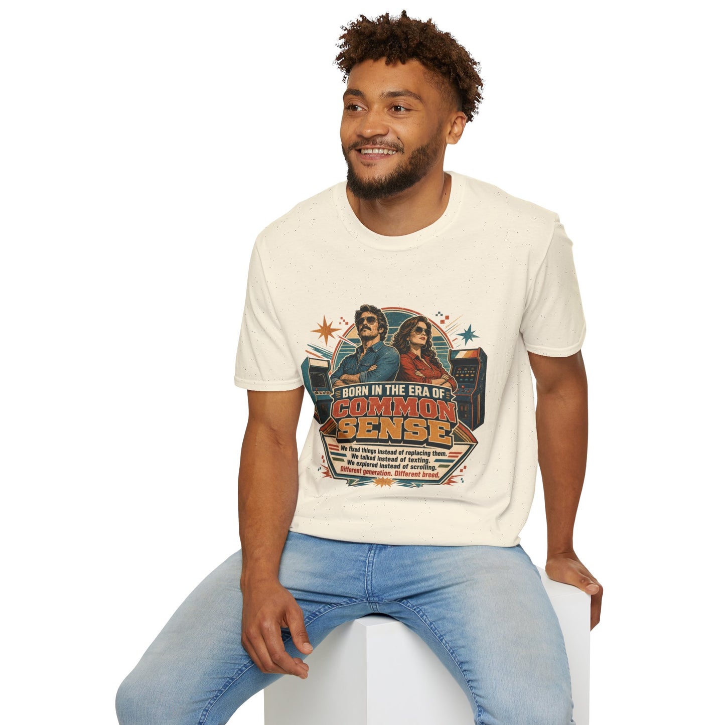 Born in the Era of Common Sense T-Shirt — Retro 70s Vintage Political Graphic Tee