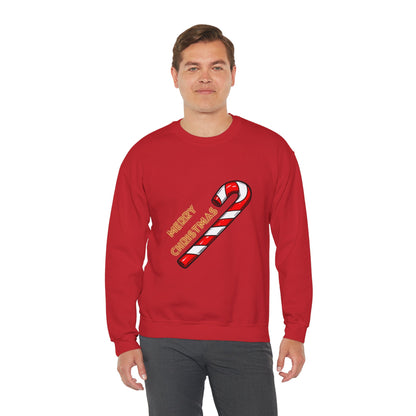 Christmas Candy Cane Crewneck Sweatshirt — "Merry Christmas" Holiday Sweater
