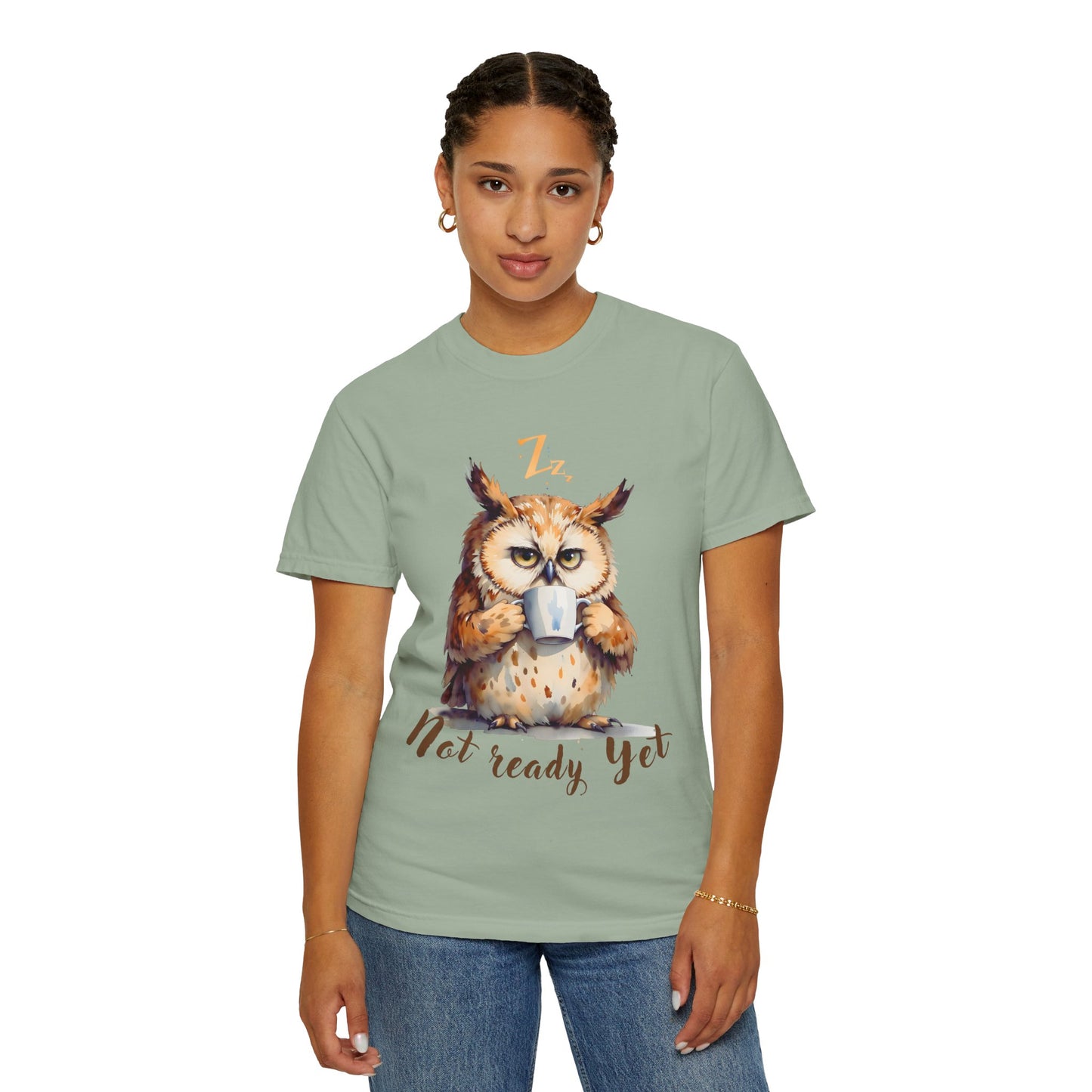 Not Ready Yet Owl T-Shirt — Cute Coffee Morning Graphic Tee