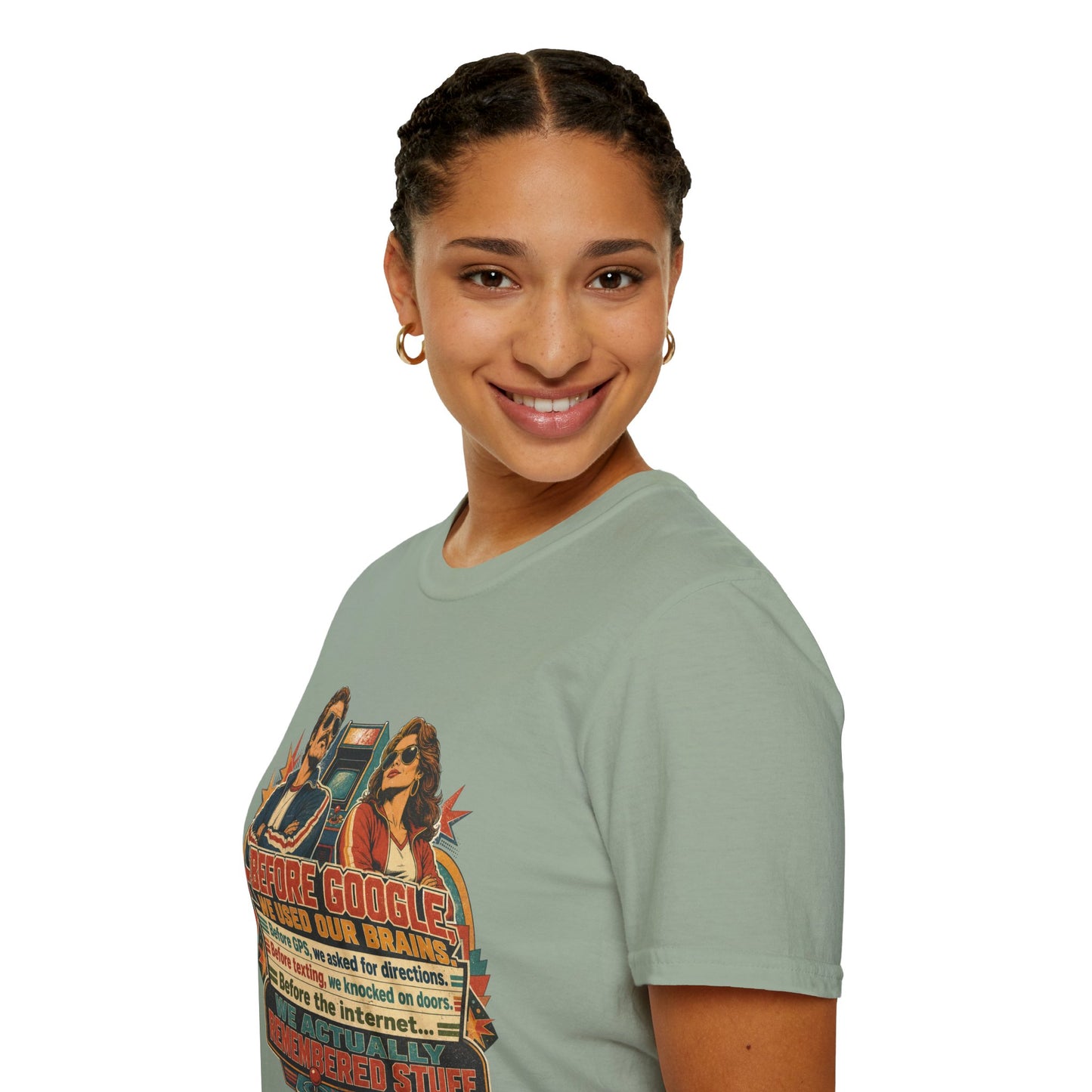 Before Google T-Shirt — Retro Vintage "We Used Our Brains" Graphic Tee