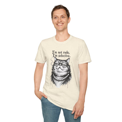 Cat Graphic T‑Shirt — "I'm Not Rude, I'm Selective" Funny Cat Tee