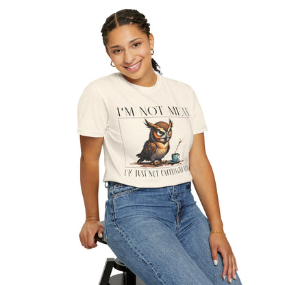 I'm Not Mean Owl T-Shirt — Funny Coffee Owl Tee for Coffee Lovers