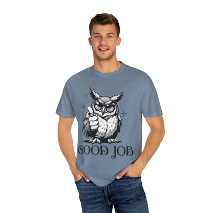 Good Job Owl T-Shirt — Thumbs-Up Retro Owl Graphic Tee