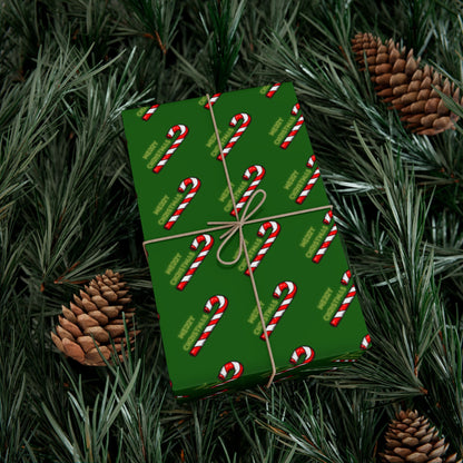 Candy Cane Holiday Gift Wrap Paper — Festive Green Christmas Wrapping Sheets