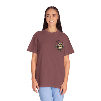 Witty Owl Graphic Tee — "Whooo?" Cute Cartoon Owl T-Shirt