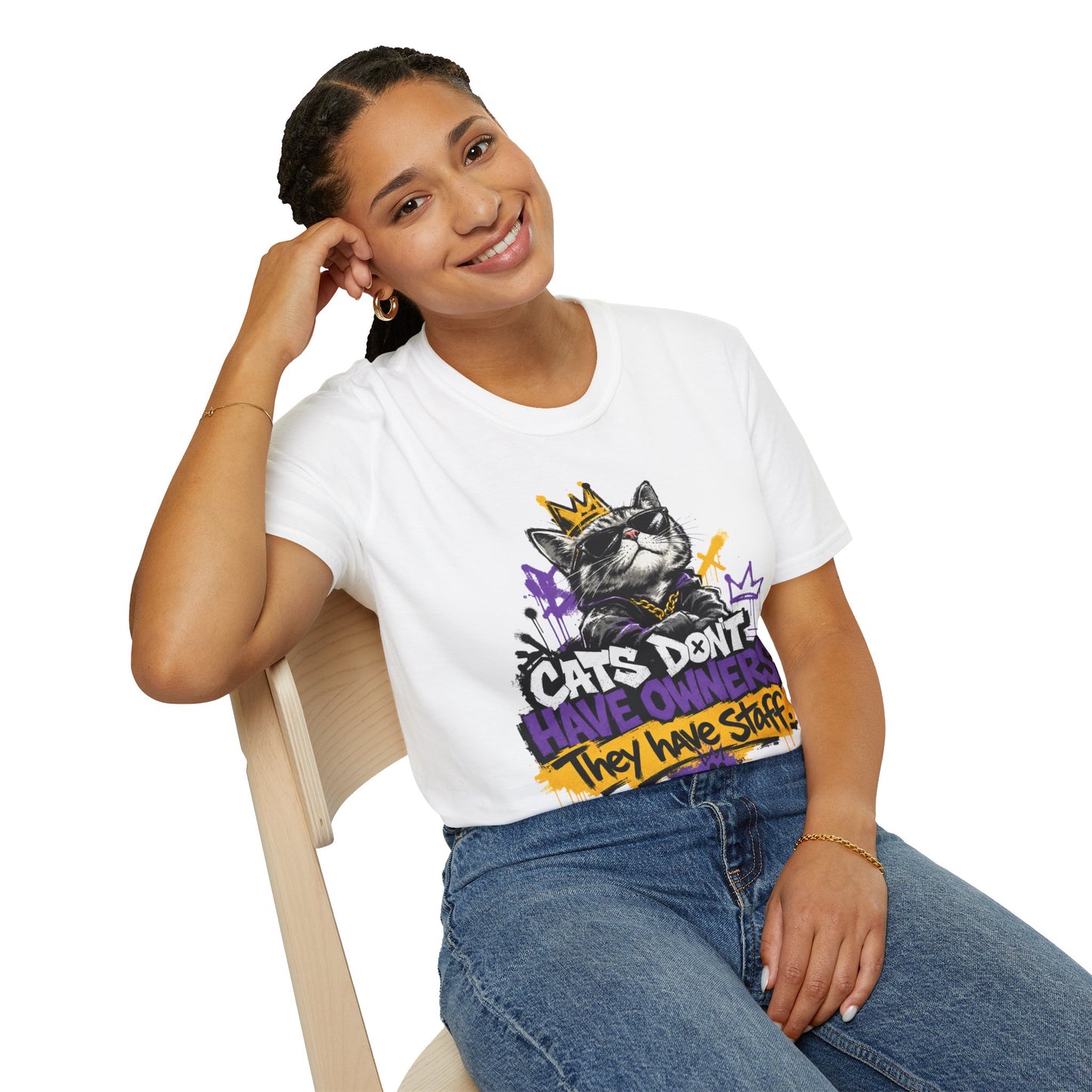 Cat Graphic Tee — "Cats Don't Have Owners They Have Staff"