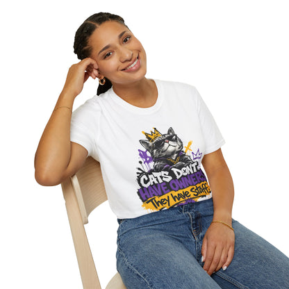 Cat Graphic Tee — "Cats Don't Have Owners They Have Staff"