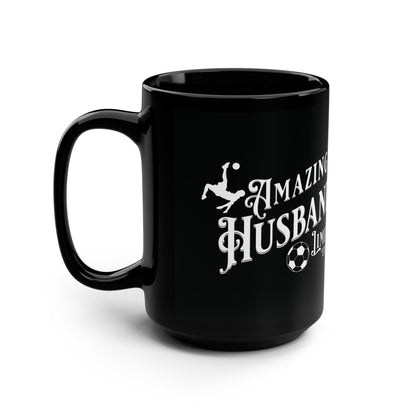 Amazing Husband, Soccer , Valentine's  day gift for him .Black Mug