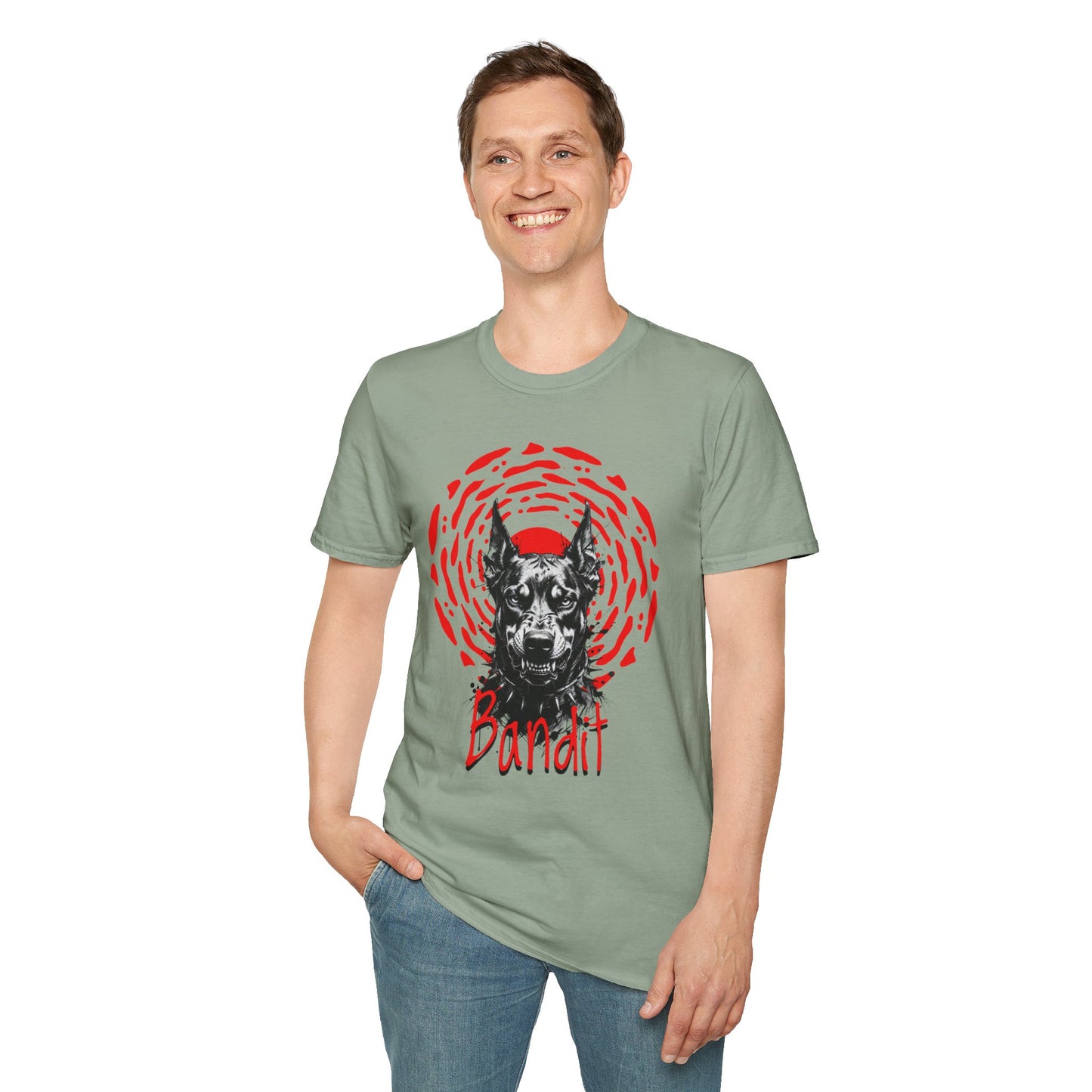 Doberman Graphic T-Shirt — Red Halo 'Bandit' Design