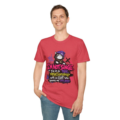 T‑Shirt — “I’m Not Single: I’m in a Toxic Relationship with a Cat” Graphic Tee