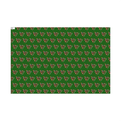 Christmas Tree Gift Wrap Paper — Holiday Green Wrapping Sheets with Ornament Tree Pattern