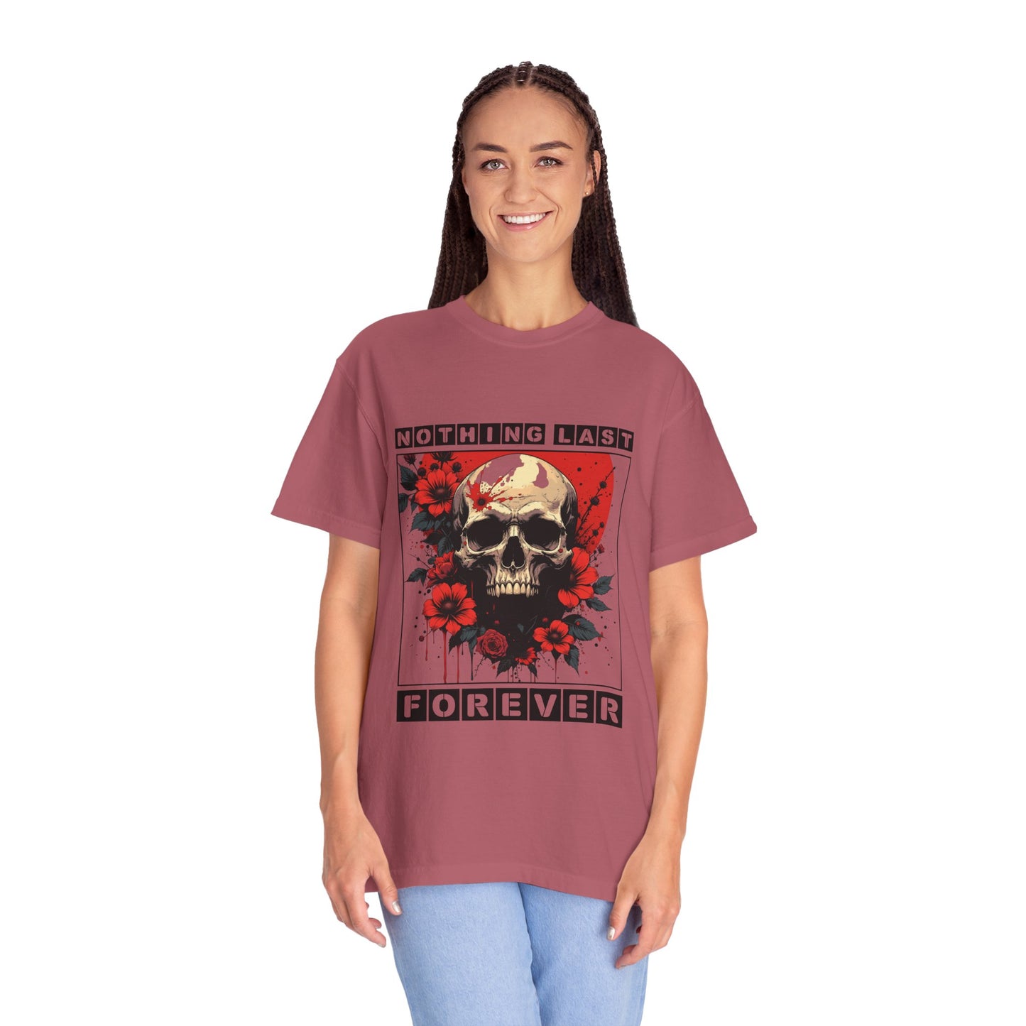 Edgy Skull Graphic T-Shirt - Unique Casual Wear, Unisex Streetwear, Gift for Music Lovers, Halloween Costume, Forever Quote Tee