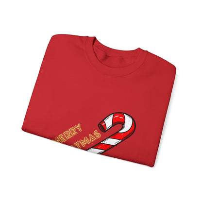 Christmas Candy Cane Crewneck Sweatshirt — "Merry Christmas" Holiday Sweater