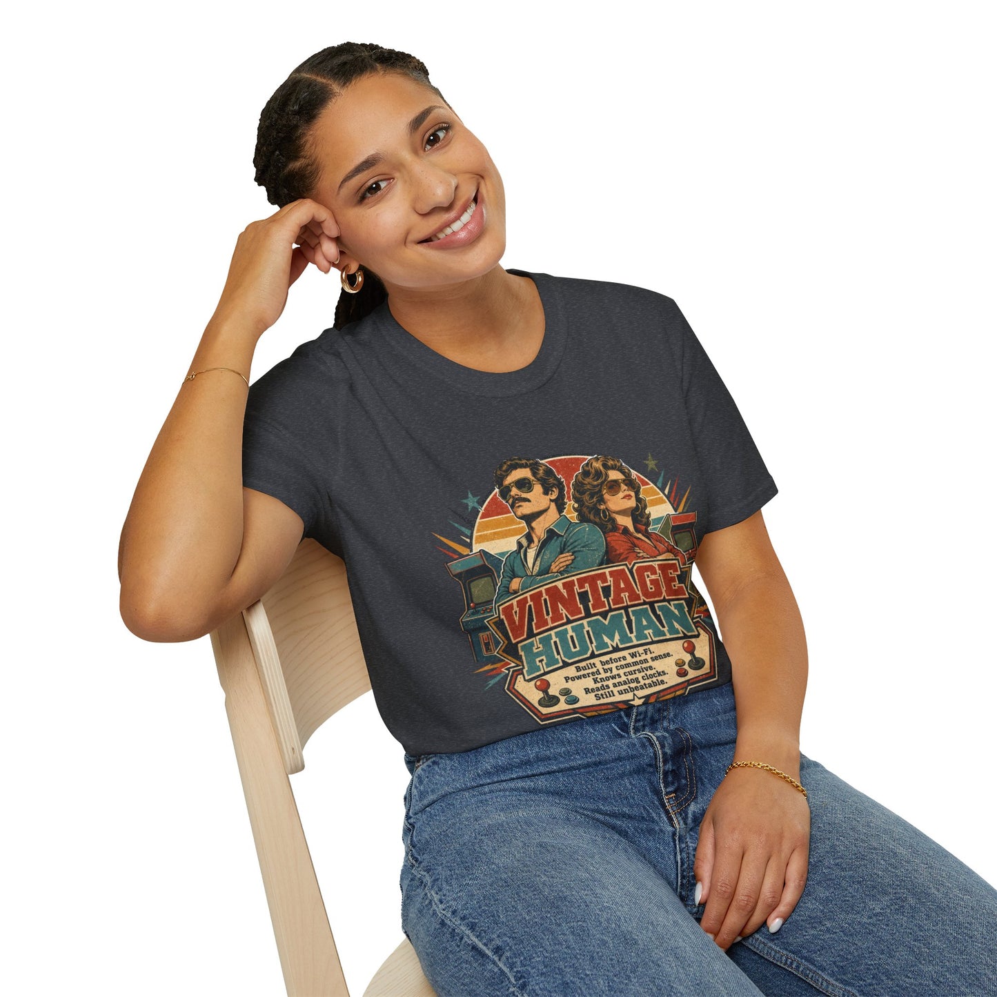 Vintage Human T-Shirt — Retro 70s Duo Graphic Tee