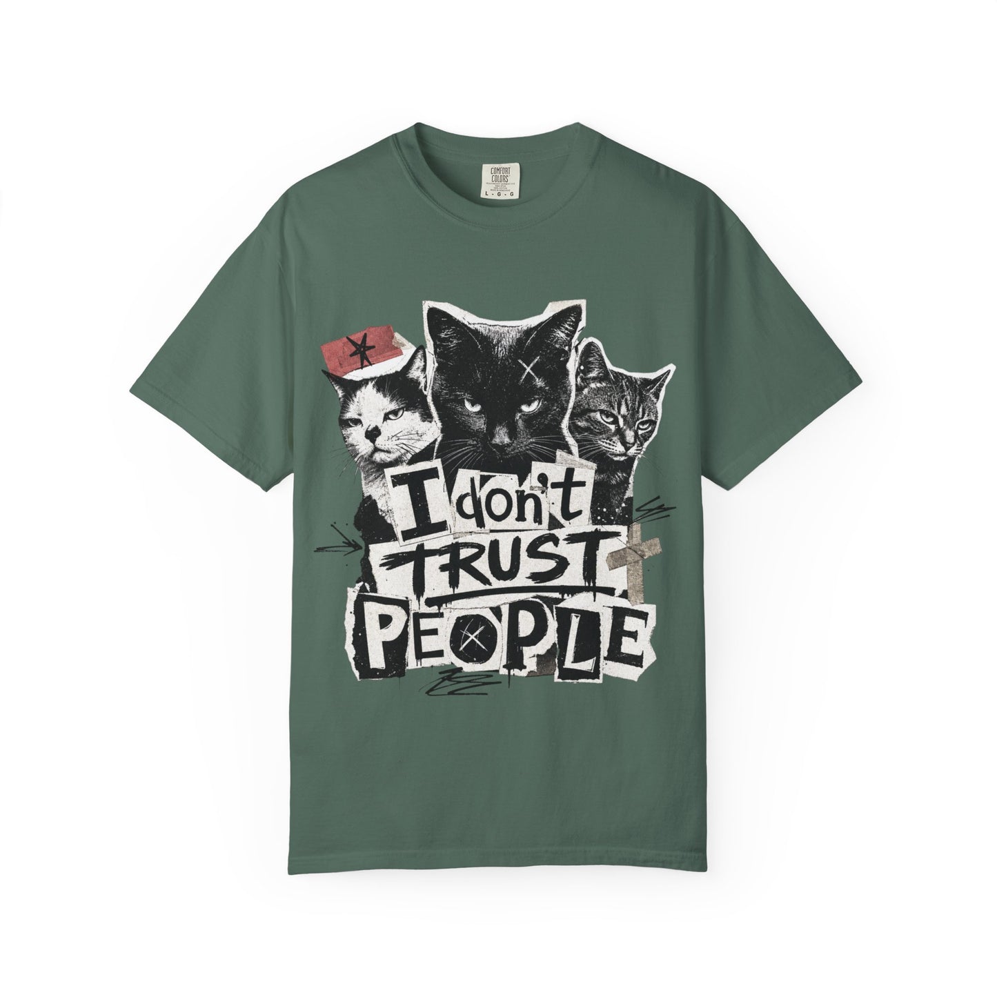 I Don’t Trust People Cat T-Shirt — Grunge Graphic Tee for Cat Lovers