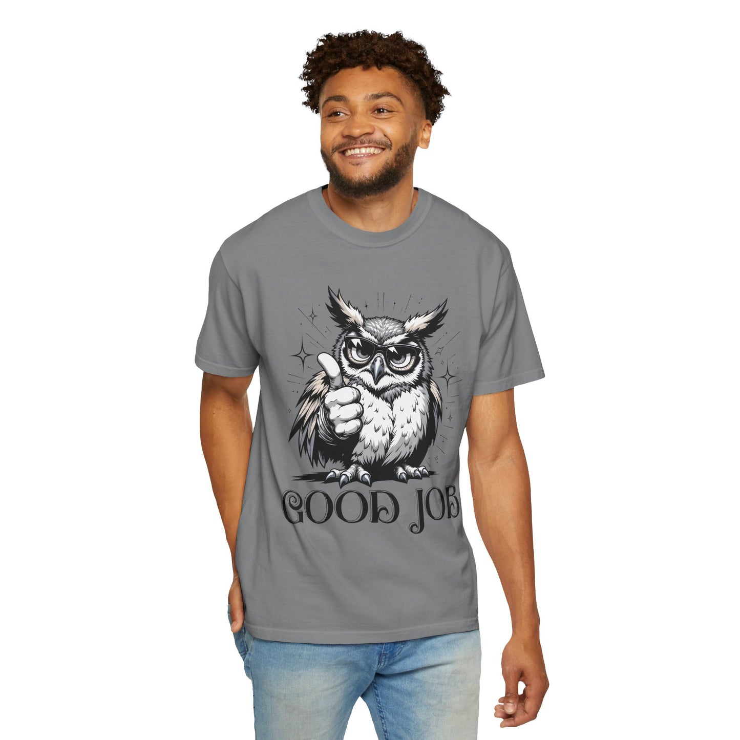 Good Job Owl T-Shirt — Thumbs-Up Retro Owl Graphic Tee