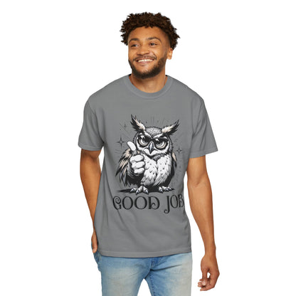 Good Job Owl T-Shirt — Thumbs-Up Retro Owl Graphic Tee