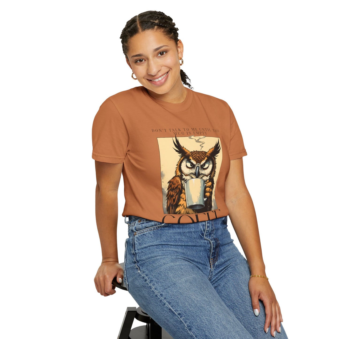 Coffee First Owl T-Shirt — Vintage Coffee Lover Graphic Tee