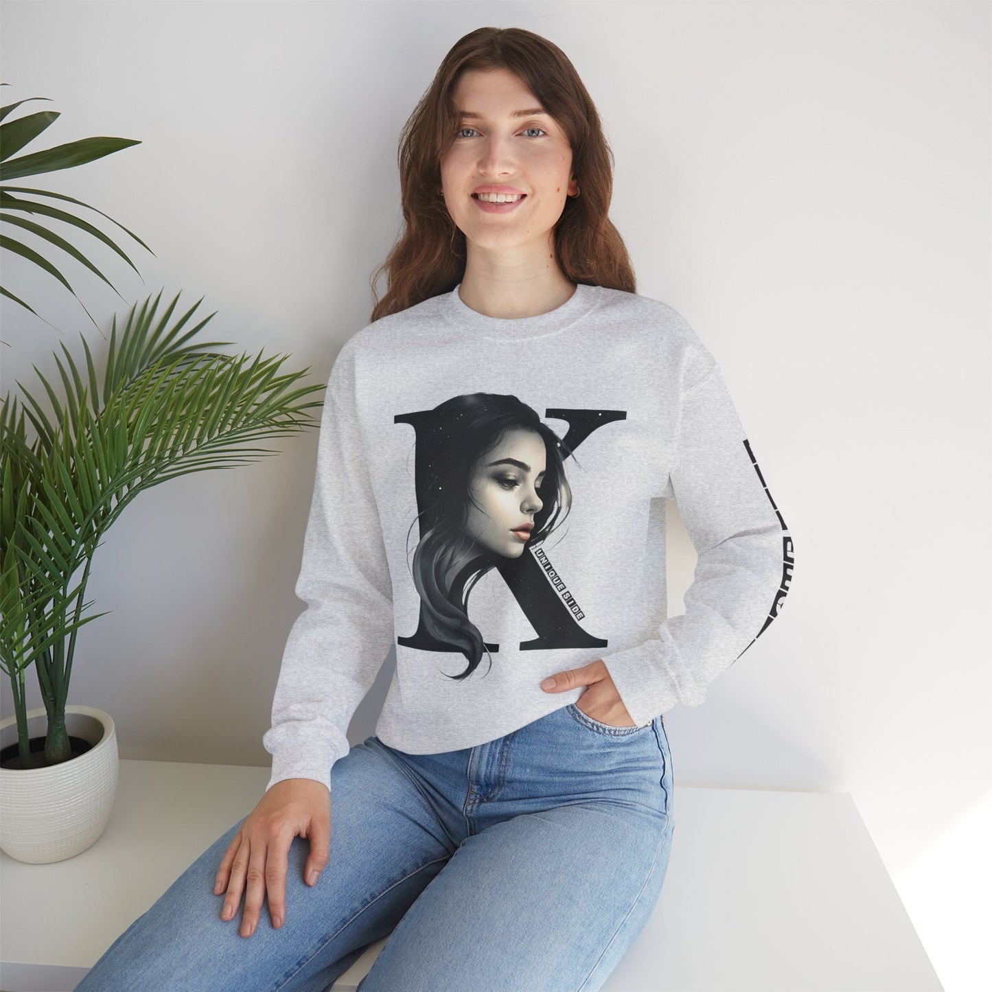 Letter K, Stylish Artistic Sweatshirt, Trendy Crewneck, Graphic Sweater, Cozy Unisex Top, Unique Gift for Art Lovers, Everyday Comfort