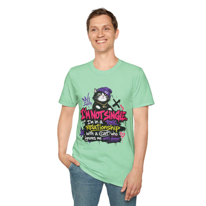 T‑Shirt — “I’m Not Single: I’m in a Toxic Relationship with a Cat” Graphic Tee
