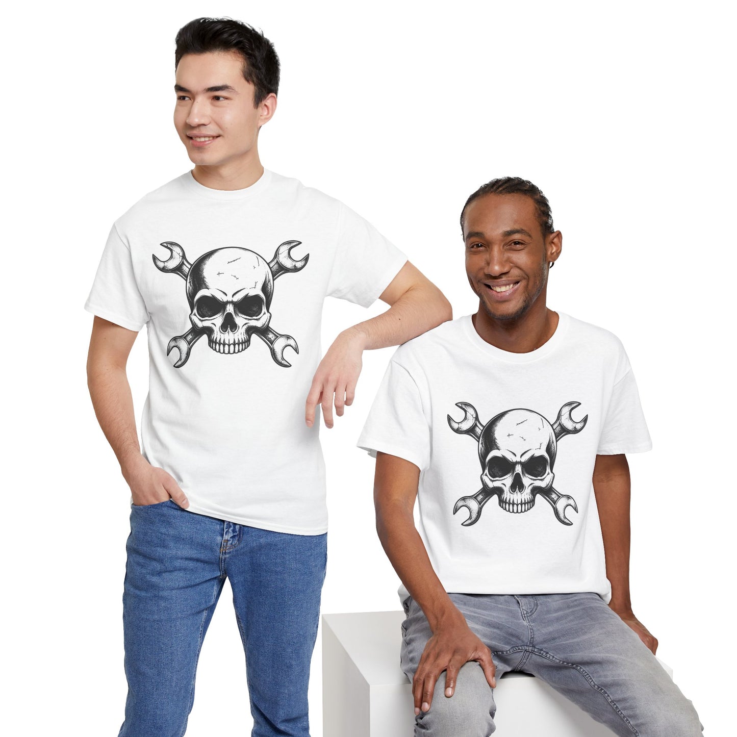 Mechanic Skull Tee — Wrench Crossbones Graphic T-Shirt