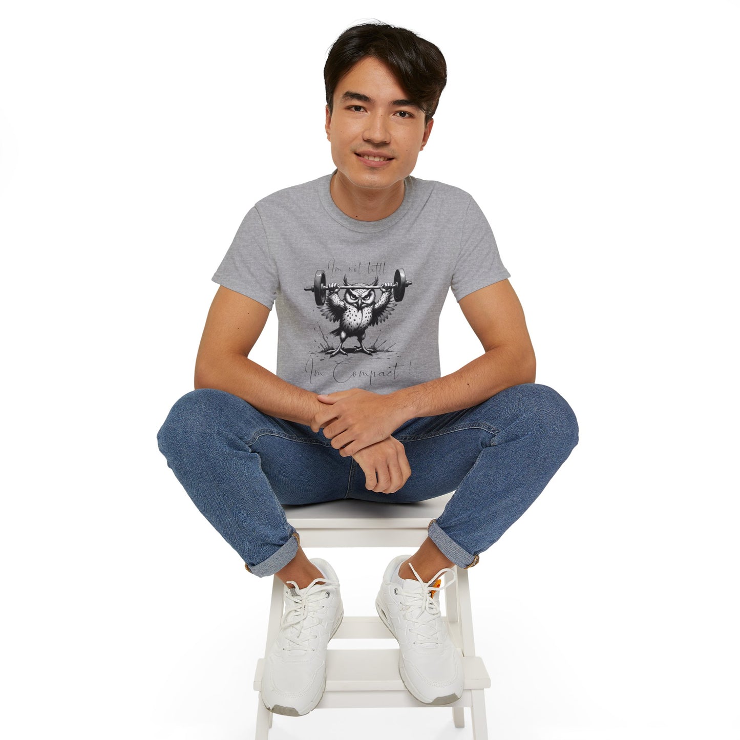 Fitness Owl Graphic Tee — "I’m Not Old, I’m Compacted" Motivational Weightlifting T-Shirt