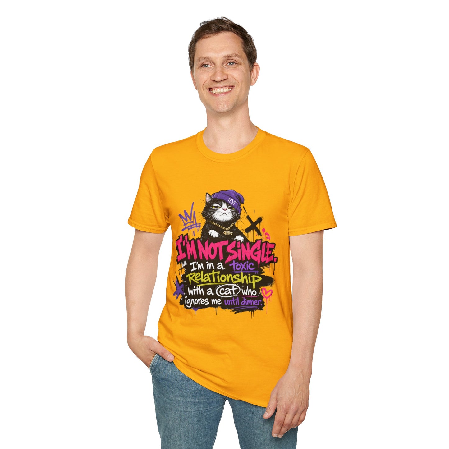 T‑Shirt — “I’m Not Single: I’m in a Toxic Relationship with a Cat” Graphic Tee