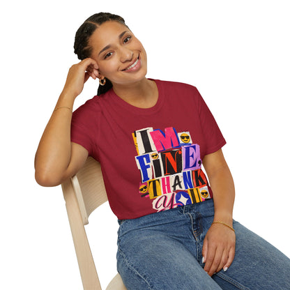 T-Shirt — "I'M FINE, THANK YOU" Retro Collage Graphic Tee