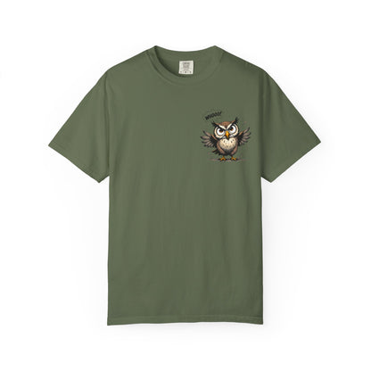 Witty Owl Graphic Tee — "Whooo?" Cute Cartoon Owl T-Shirt