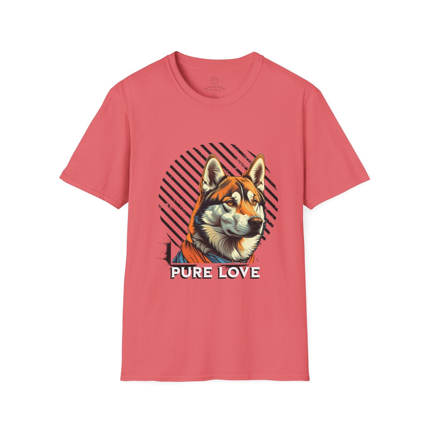 Pure Love Unisex Softstyle T-Shirt - Orange Dog Design