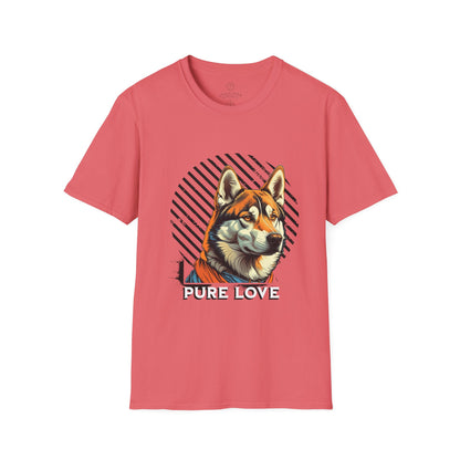 Pure Love Unisex Softstyle T-Shirt - Orange Dog Design