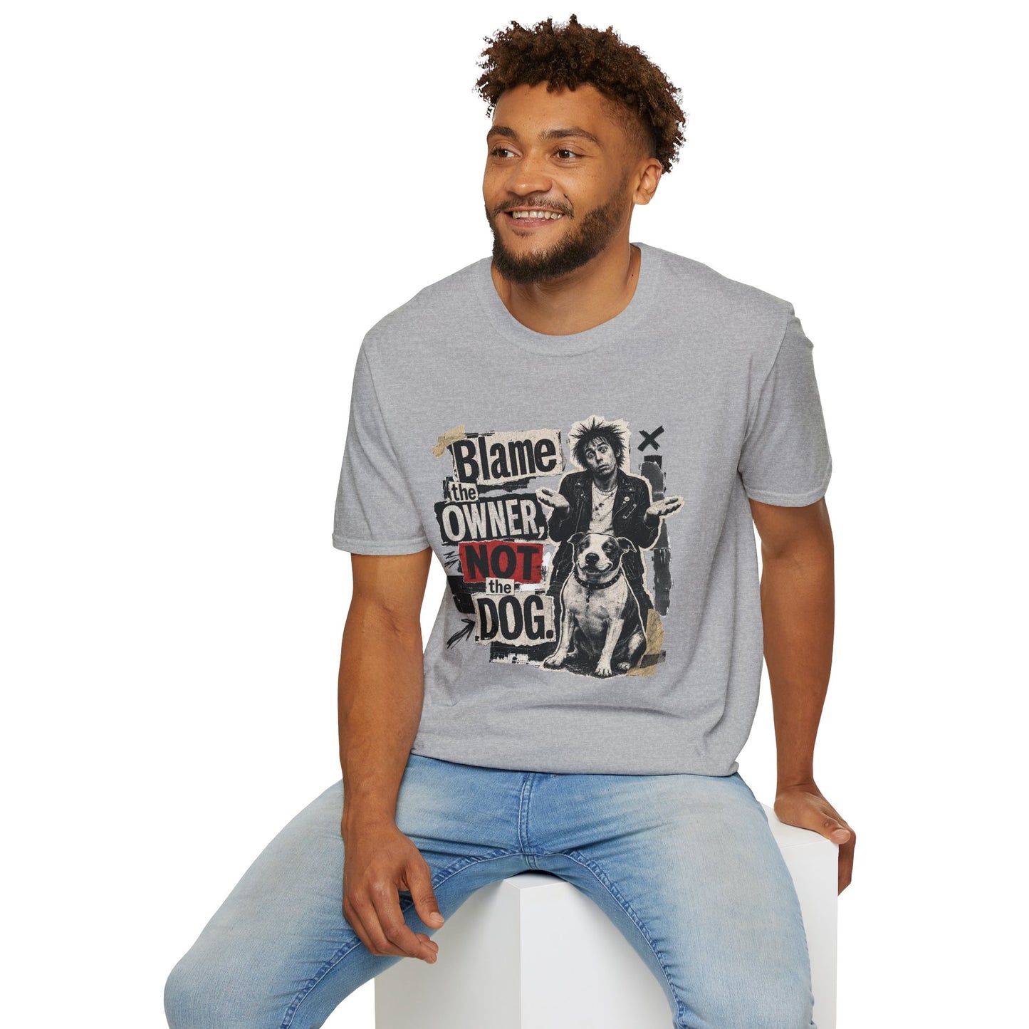 Blame the Owner Not the Dog T-Shirt - Funny Punk Dog Graphic Tee