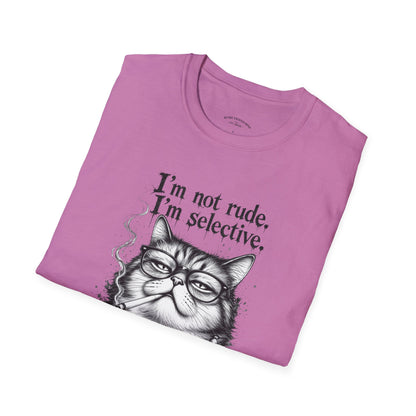 Cat Graphic T‑Shirt — "I'm Not Rude, I'm Selective" Funny Cat Tee