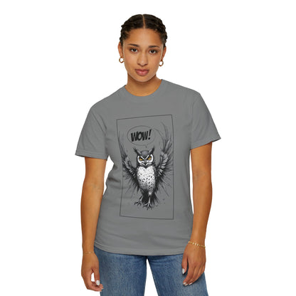 Owl Graphic T-Shirt — 'WOW!' Illustrated Night Owl Tee