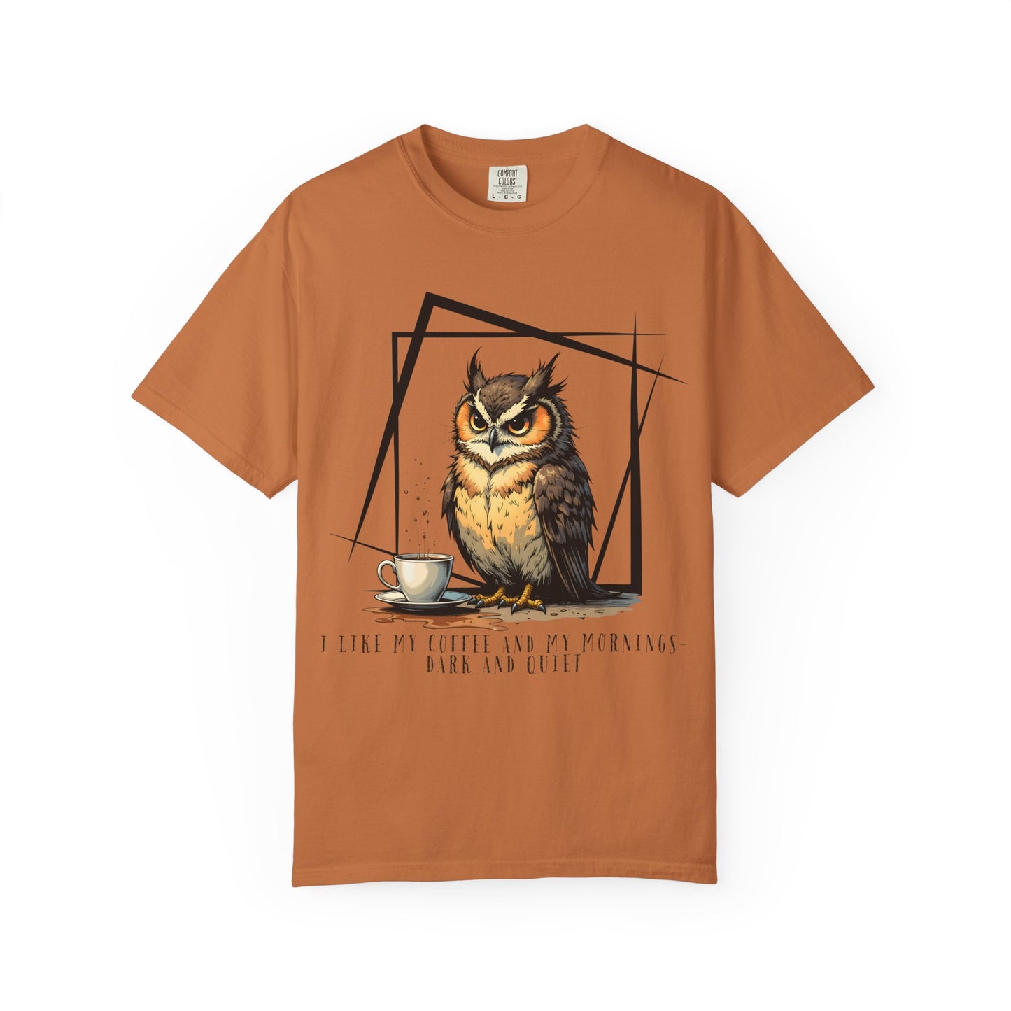 Owl & Coffee Graphic T-Shirt — 'A Day to Coffee and Contemplate'