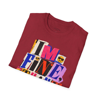 T-Shirt — "I'M FINE, THANK YOU" Retro Collage Graphic Tee