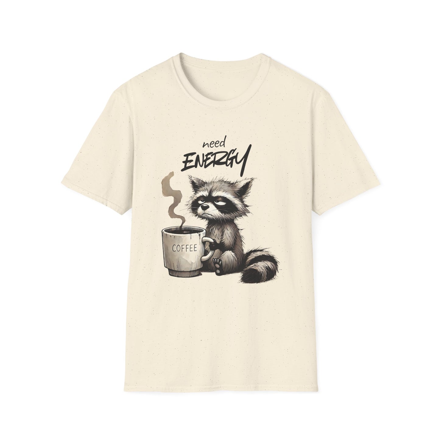 Need Energy Raccoon T-Shirt — Cute Coffee Graphic Tee