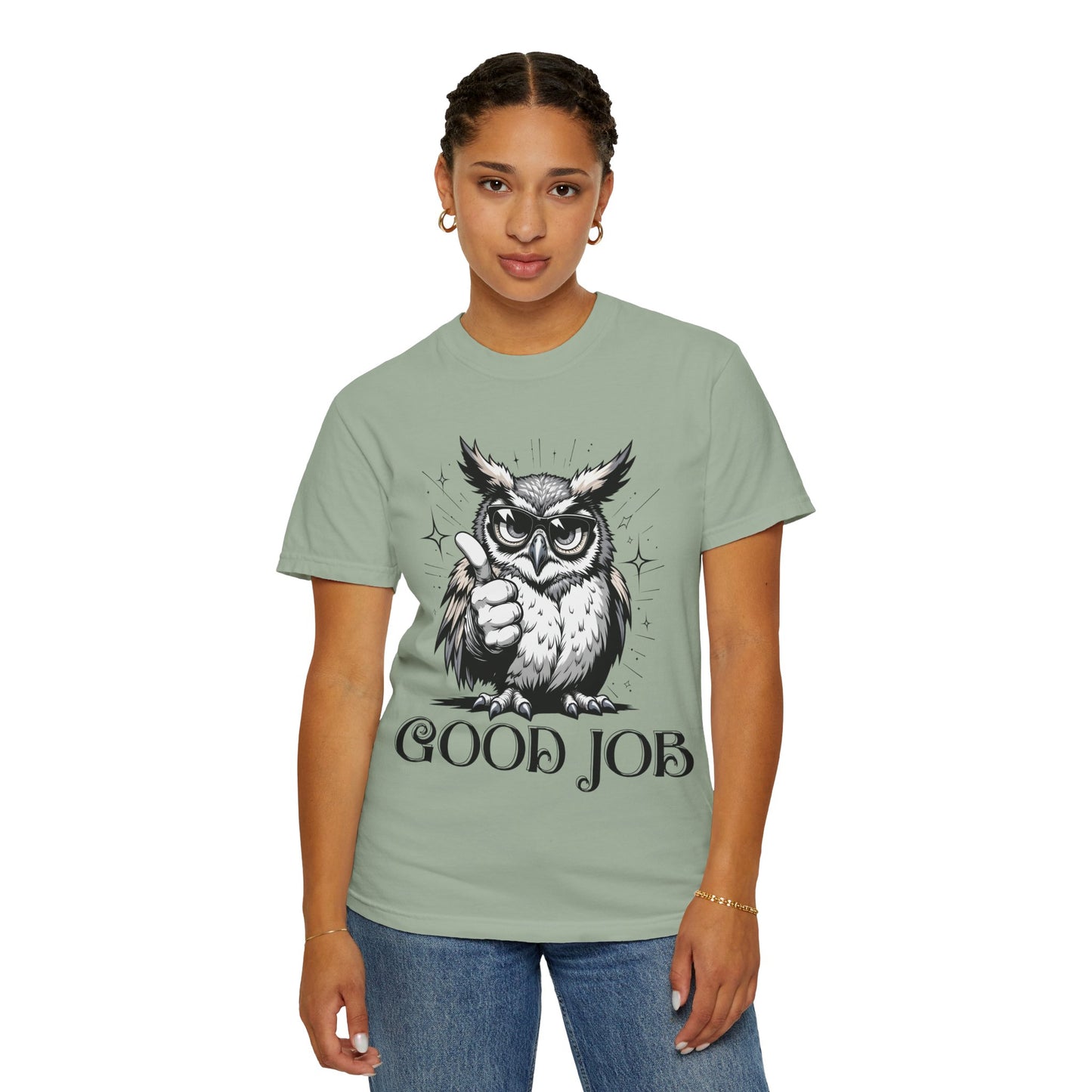 Good Job Owl T-Shirt — Thumbs-Up Retro Owl Graphic Tee
