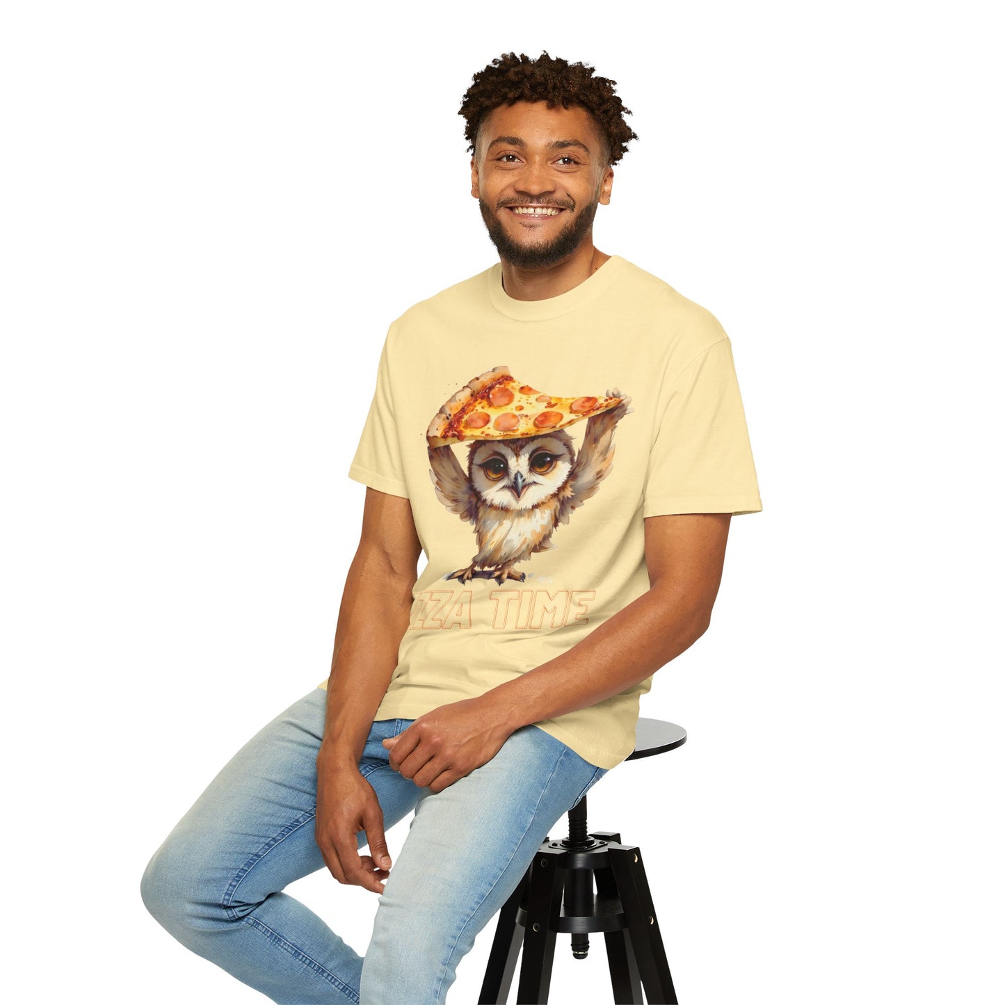 Pizza Time Owl T-Shirt — Cute Owl Holding Pizza Slice Graphic Tee