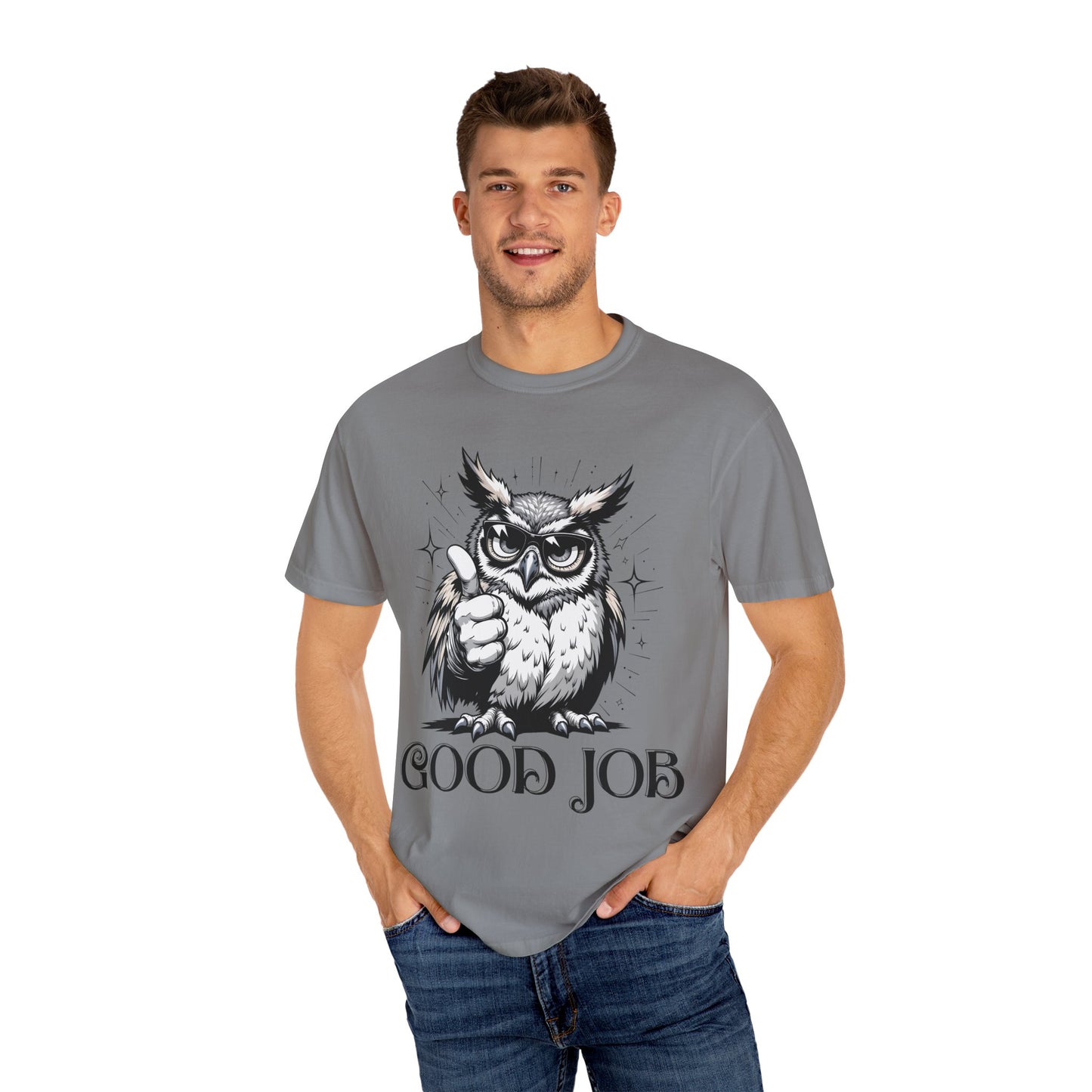 Good Job Owl T-Shirt — Thumbs-Up Retro Owl Graphic Tee