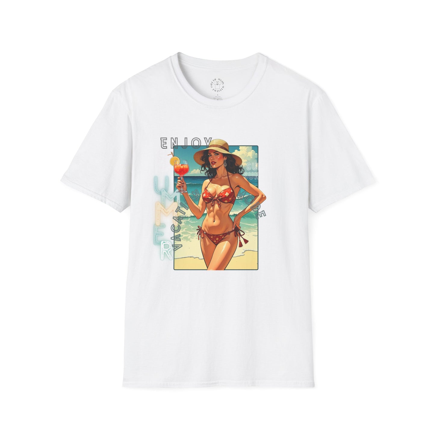 Enjoy Summer Vintage T-Shirt - Unisex Softstyle Tee for Beach Lovers