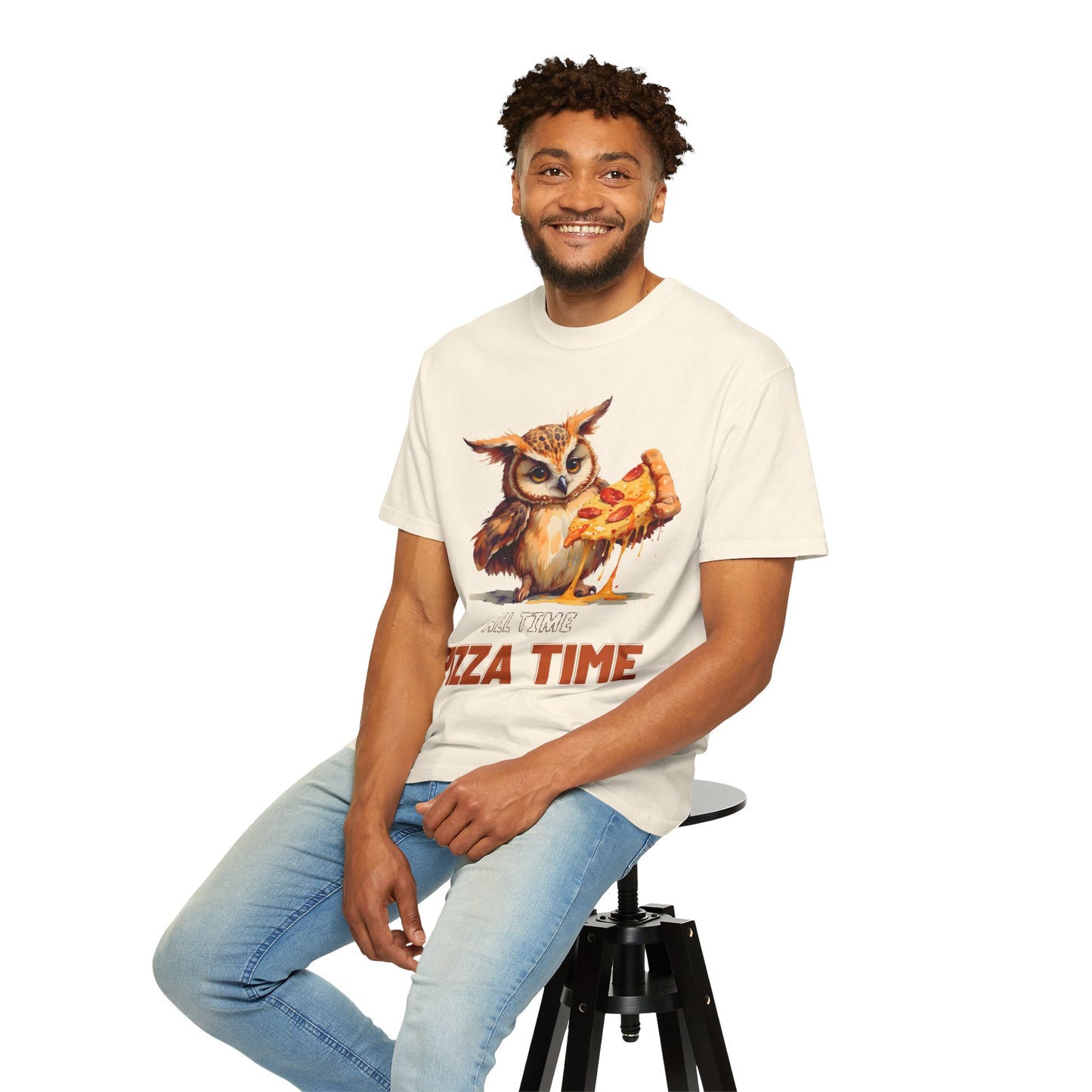 Pizza Time Owl T-Shirt — Cute Owl Eating Pizza Graphic Tee