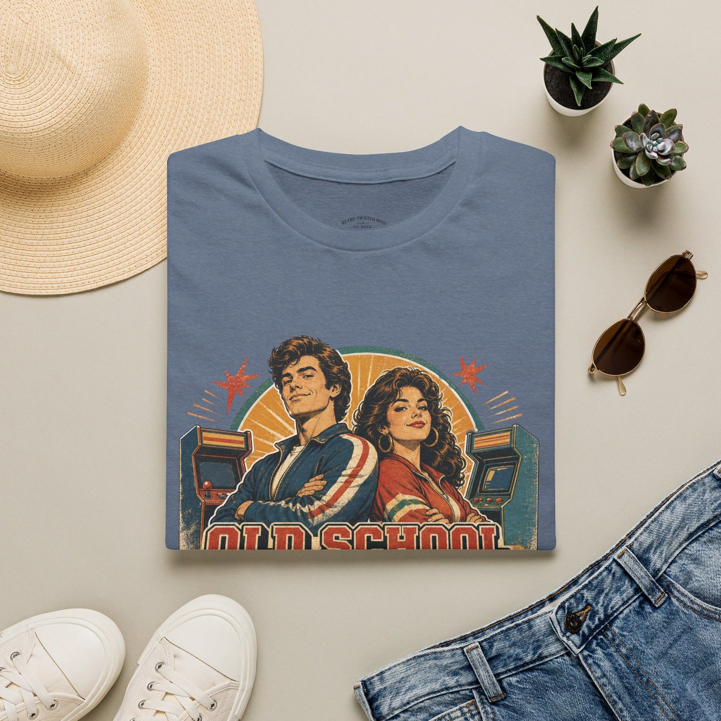 T-Shirt — Retro 'Old School' Arcade Couple Vintage Gamer Tee
