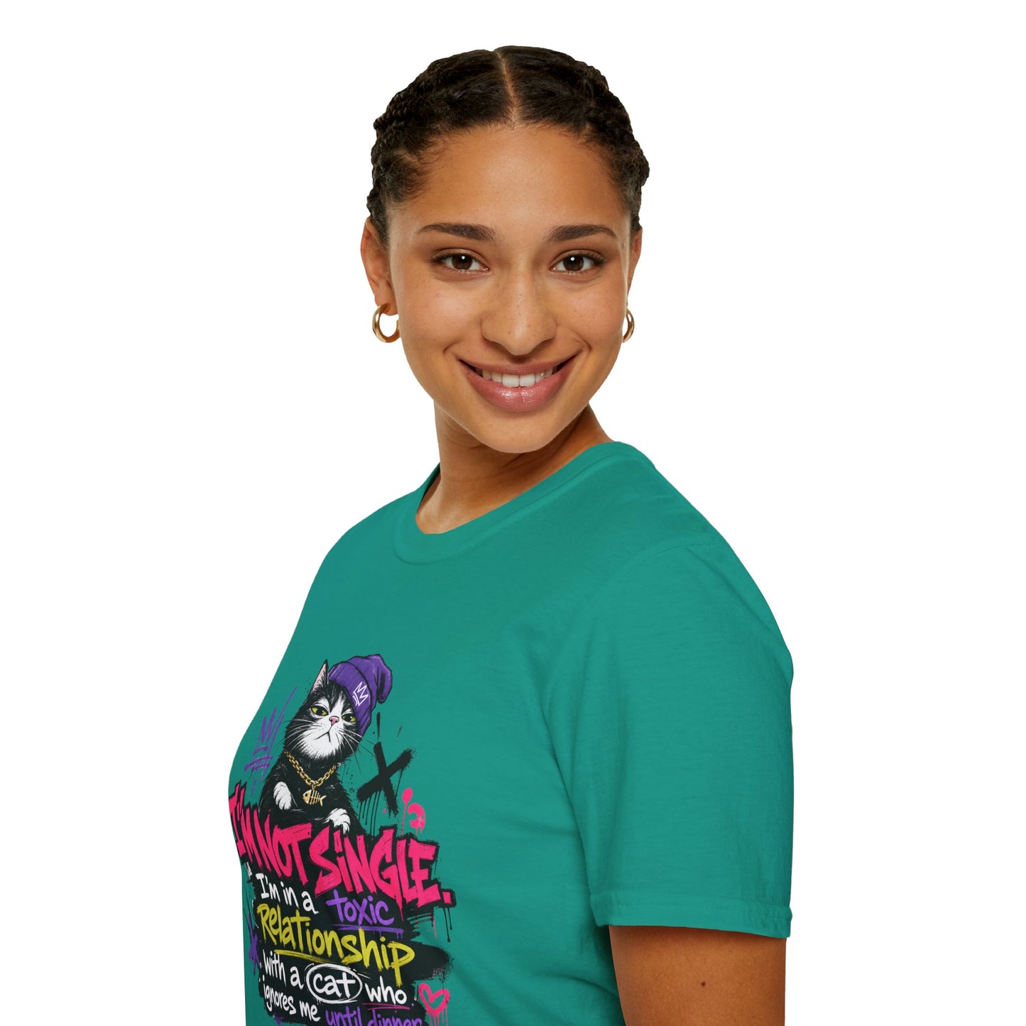 T‑Shirt — “I’m Not Single: I’m in a Toxic Relationship with a Cat” Graphic Tee