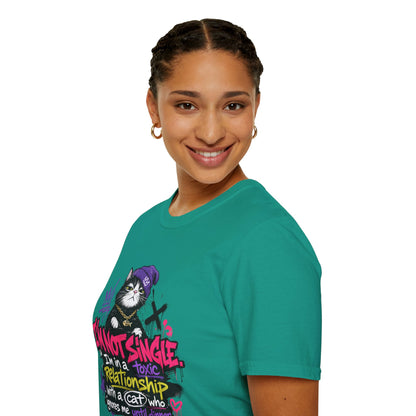T‑Shirt — “I’m Not Single: I’m in a Toxic Relationship with a Cat” Graphic Tee