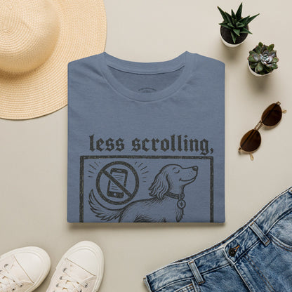 T-Shirt — "Less Scrolling, More Strolling" Dog Graphic Tee