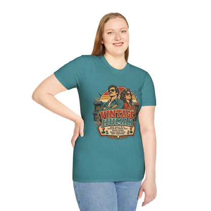 Vintage Human T-Shirt — Retro 70s Duo Graphic Tee