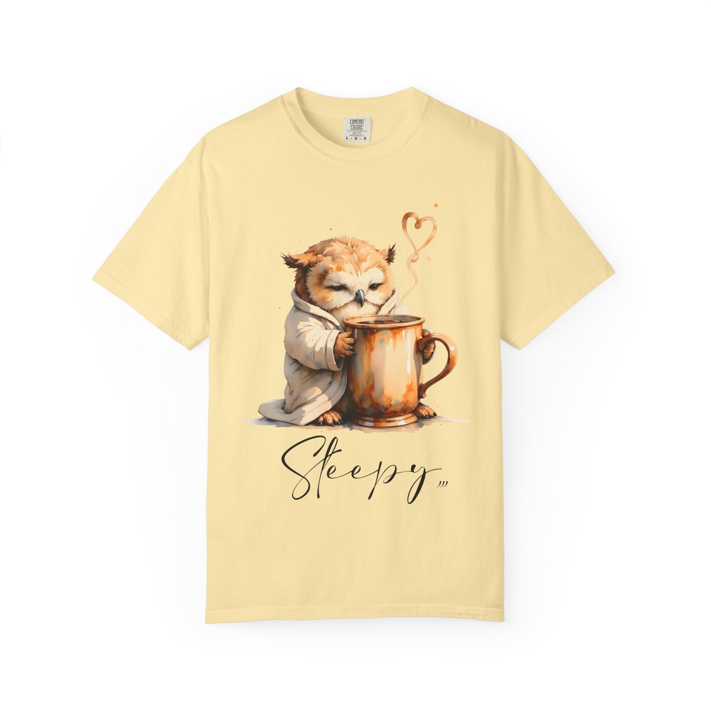 Sleepy Owl Coffee T-Shirt — Cute Cozy Morning Tee