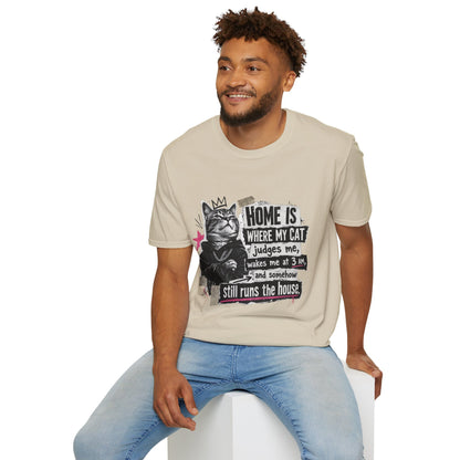 Cat T-Shirt — "Home Is Where My Cat Judges Me" Funny Graphic Tee