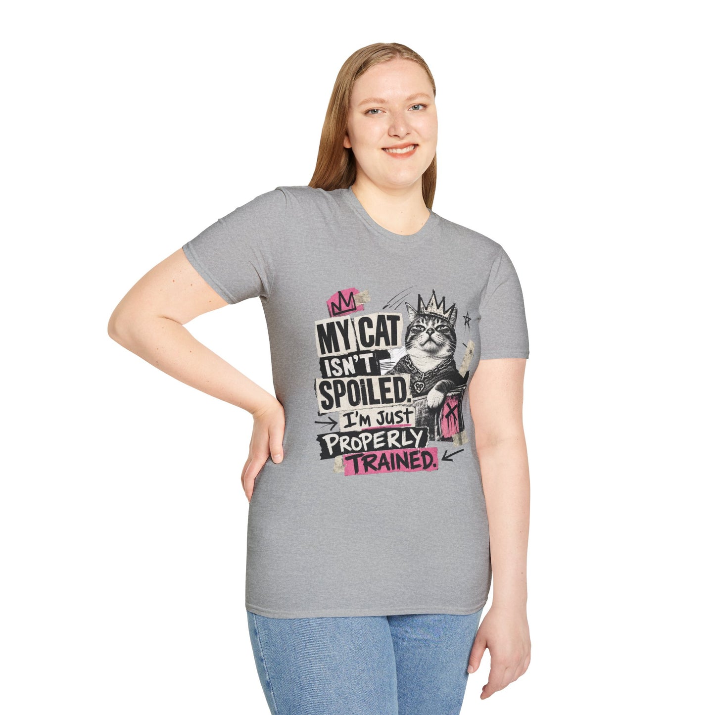 Cat T-Shirt — “My Cat Isn’t Spoiled, I’m Just Properly Trained” Graphic Tee